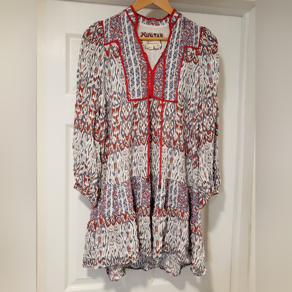 NWOT Anthropologie Spliced Tunic Dress in Grey Motif, Size XXS